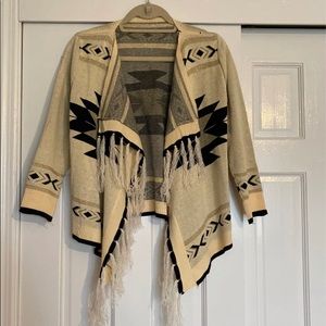 Tasseled open cardigan